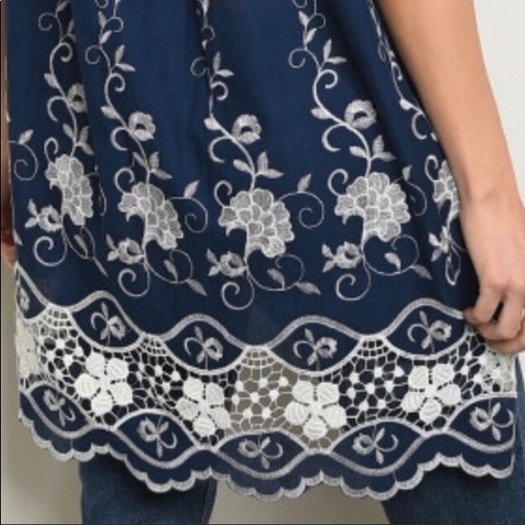 NWT ❤️ Navy Embroidered High Low Top ❤️LAST ONE!! - Picture 2 of 3